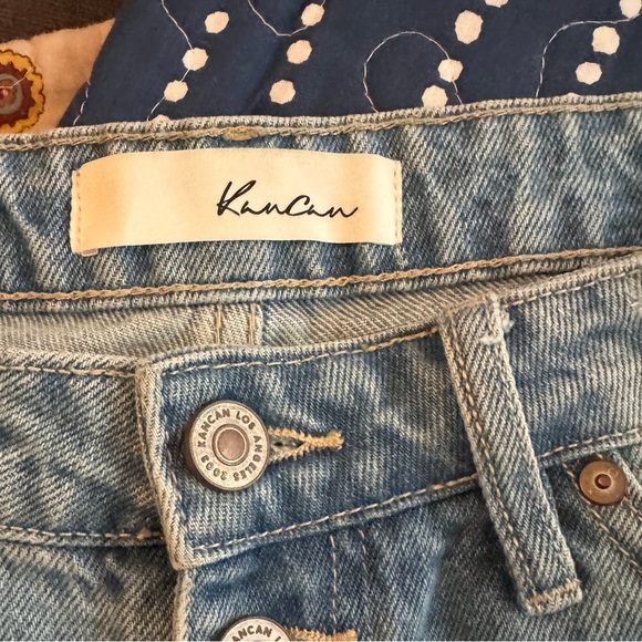 Kancan High Waist Distressed Button Fly Raw Hem Denim Shorts: Medium - Picture 10 of 10